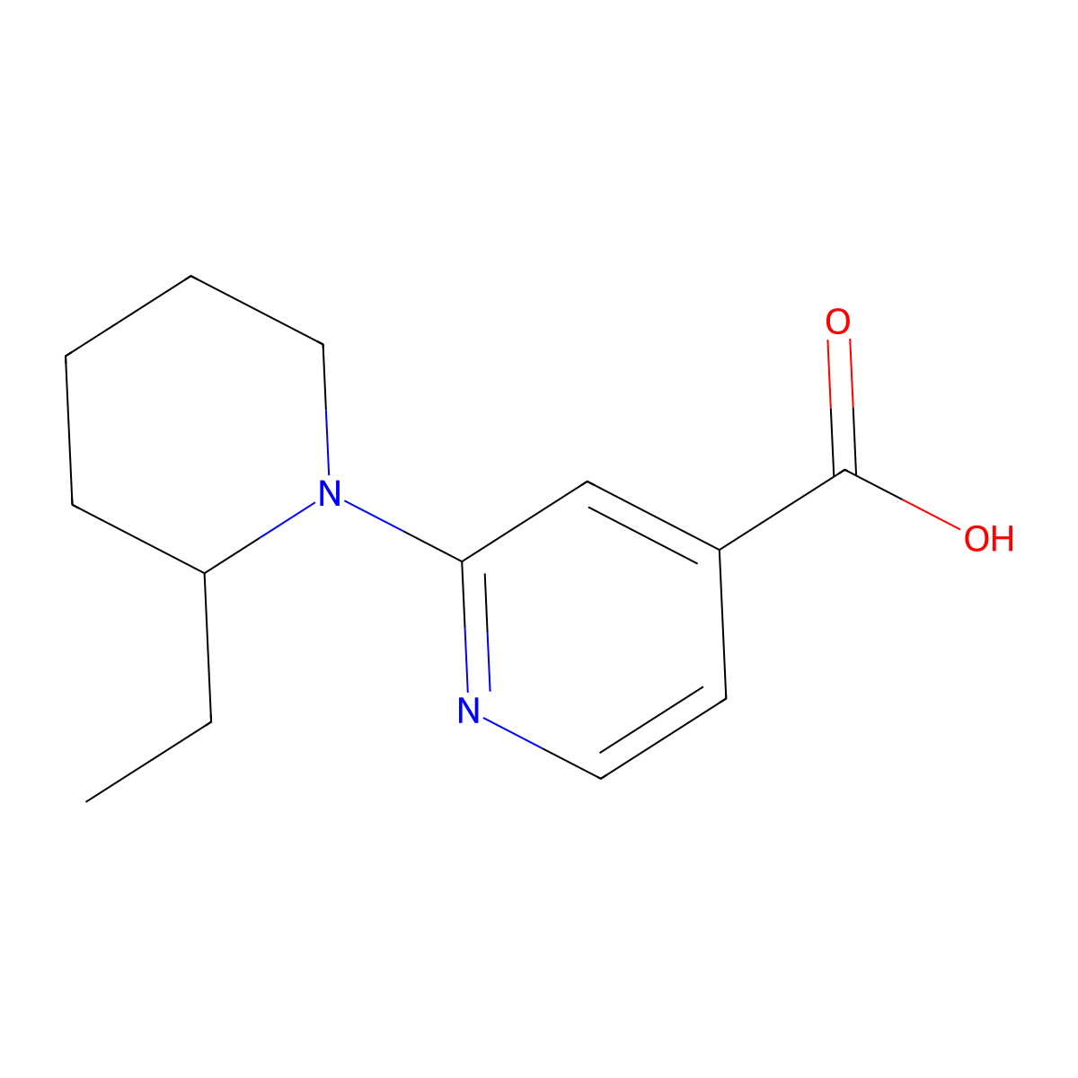2-(2-Ethyl-1-piperidinyl)isonicotinic acid molecular structure, CAS 1094711-00-8
