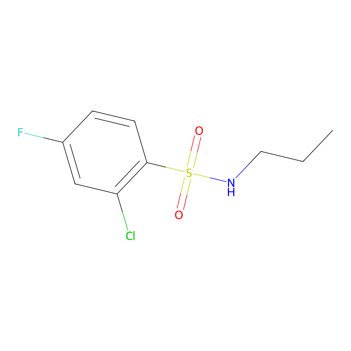 2-chloro-4-fluoro-N-propylbenzenesulfonamide molecular structure, CAS 1094711-25-7