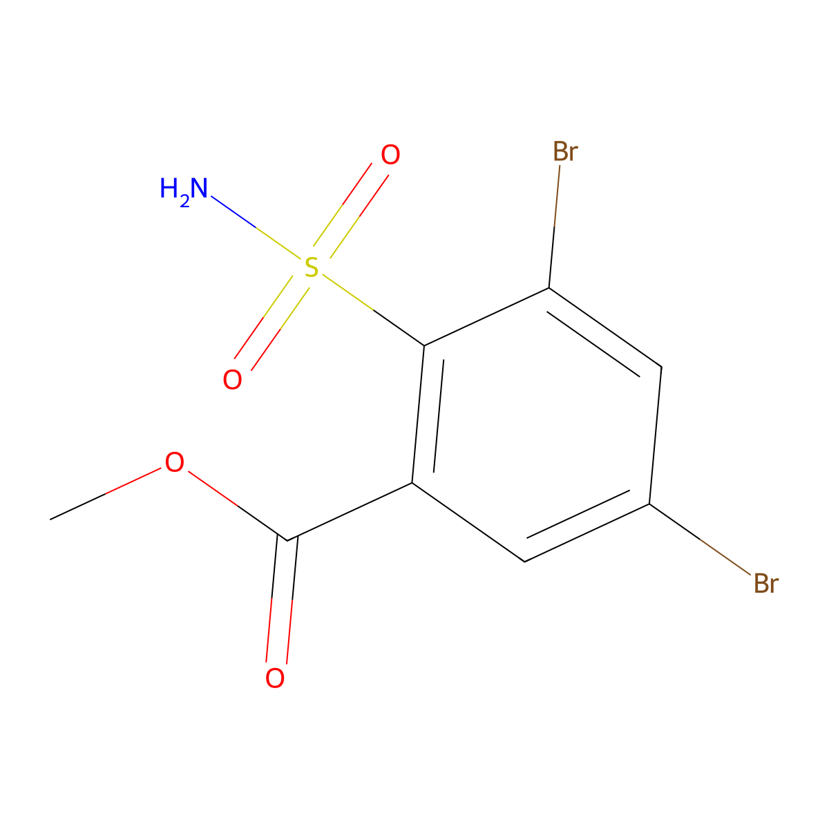 Methyl 3,5-dibromo-2-sulfamoylbenzoate molecular structure, CAS 1094713-90-2