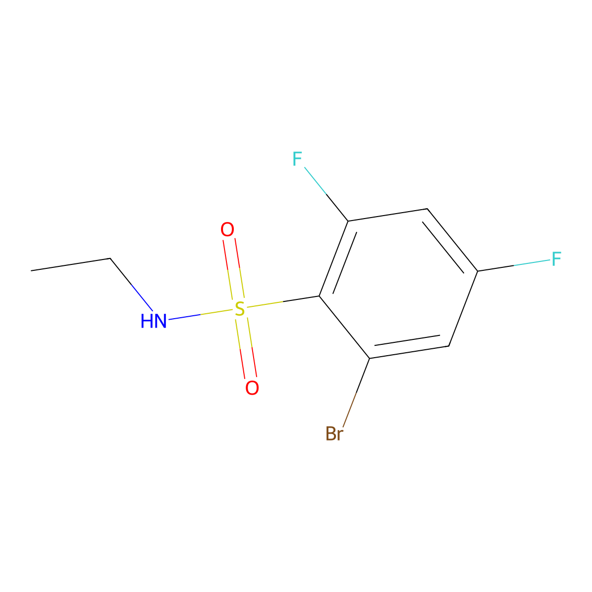 2-Bromo-N-ethyl-4,6-difluorobenzene-1-sulfonamide molecular structure, CAS 1094729-61-9