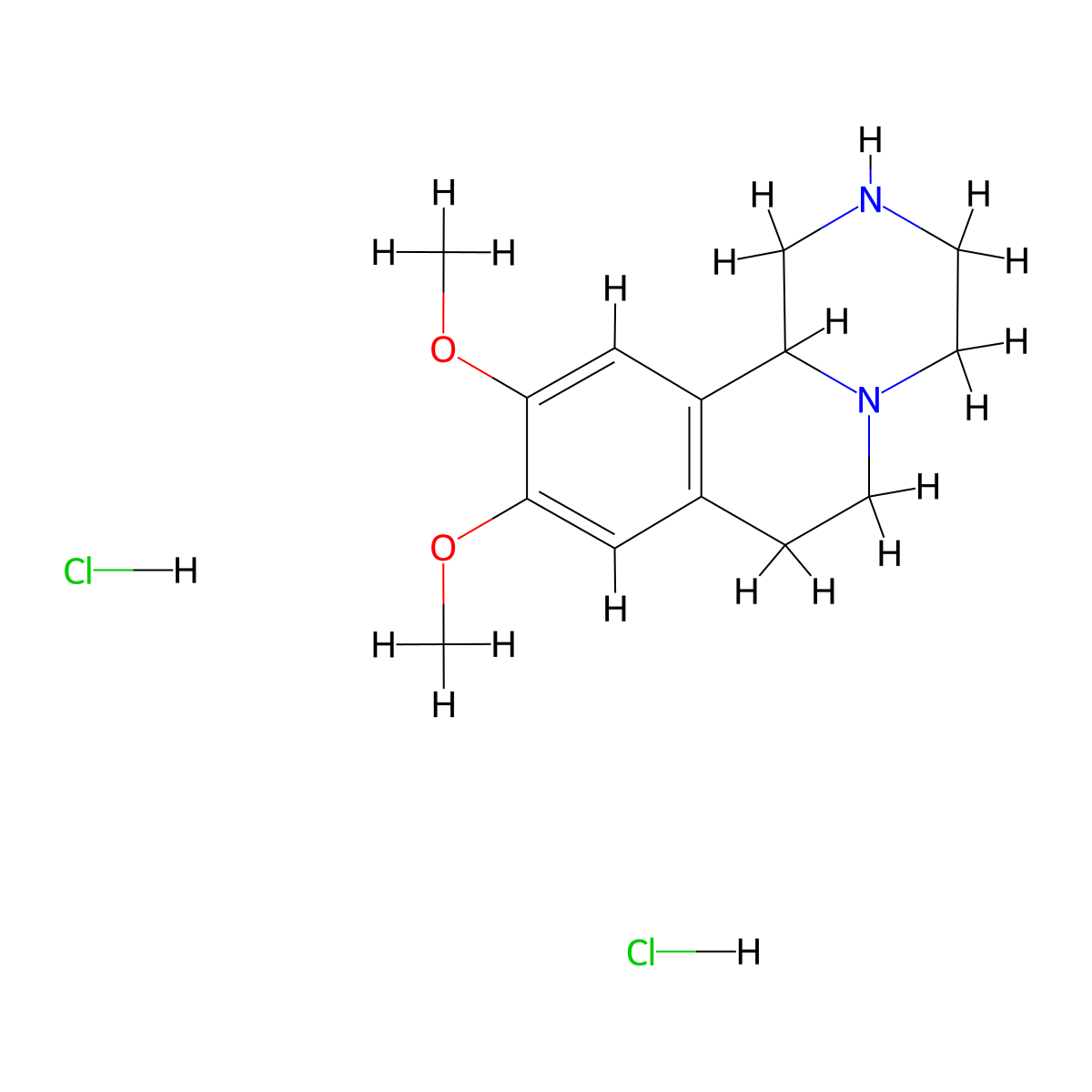 9,10-Dimethoxy-2,3,4,6,7,11b-hexahydro-1H-pyrazino[2,1-a]isoquinoline dihydrochloride molecular structure, CAS 109473-56-5