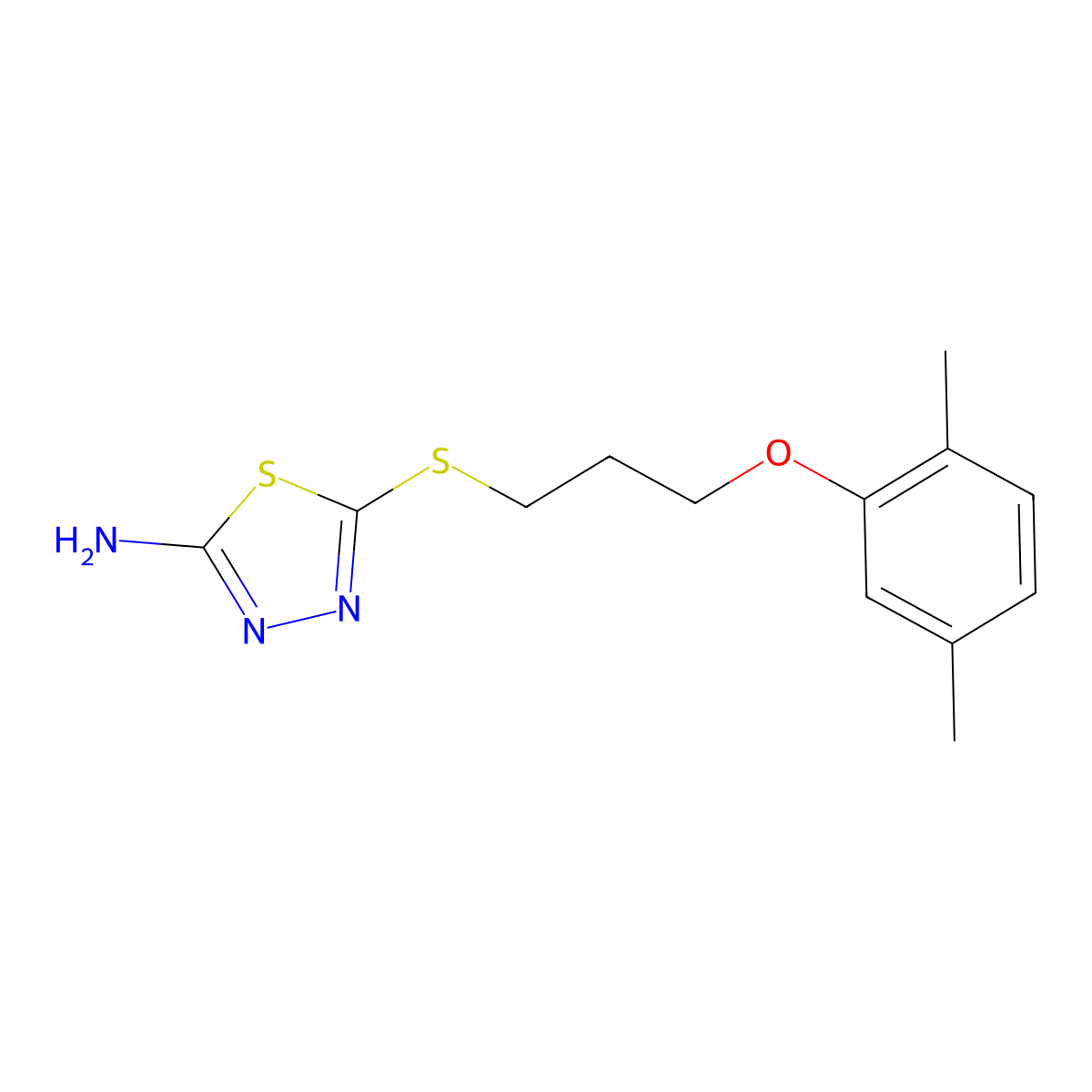 5-{[3-(2,5-Dimethylphenoxy)propyl]sulfanyl}-1,3,4-thiadiazol-2-amine molecular structure, CAS 1094737-43-5