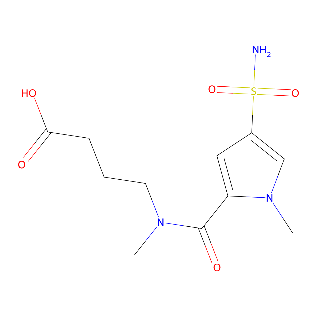 4-[N-methyl-1-(1-methyl-4-sulfamoyl-1H-pyrrol-2-yl)formamido]butanoic acid molecular structure, CAS 1094740-40-5