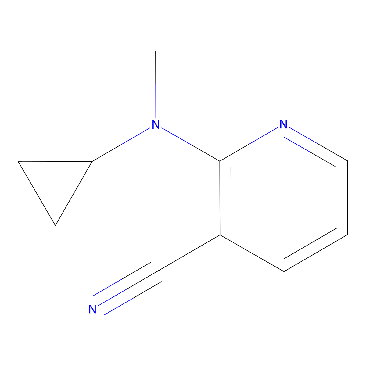 2-[Cyclopropyl(methyl)amino]pyridine-3-carbonitrile molecular structure, CAS 1094746-12-9