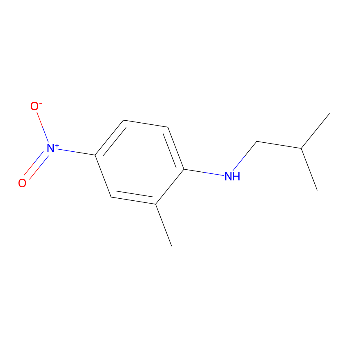 2-methyl-N-(2-methylpropyl)-4-nitroaniline molecular structure, CAS 1094746-48-1