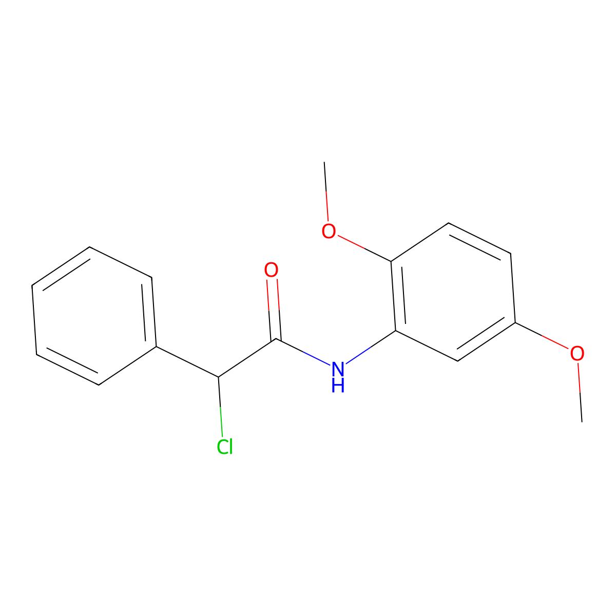 2-Chloro-N-(2,5-dimethoxyphenyl)-2-phenylacetamide molecular structure, CAS 1094747-55-3