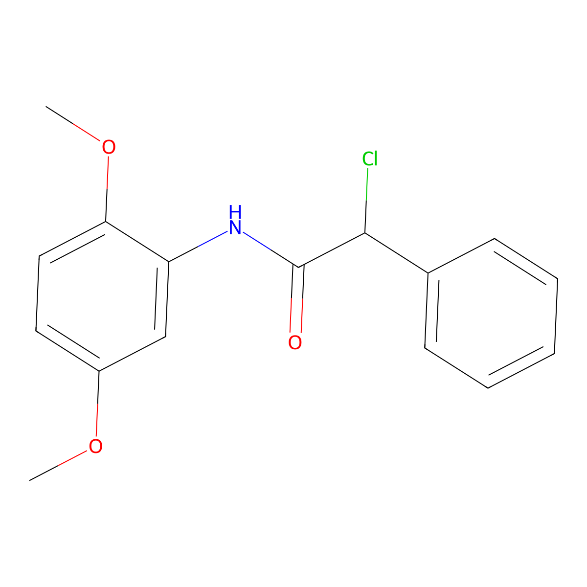2-Chloro-N-(2,5-dimethoxyphenyl)-2-phenylacetamide molecular structure, CAS 1094747-55-3
