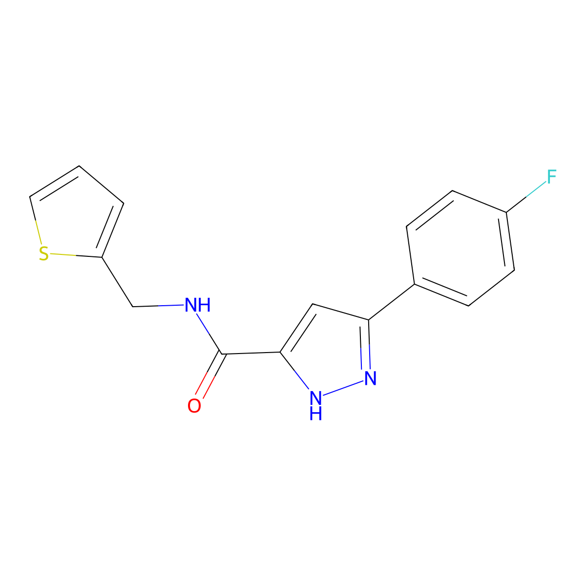 5-(4-fluorophenyl)-N-(thiophen-2-ylmethyl)-1H-pyrazole-3-carboxamide molecular structure, CAS 1094748-62-5