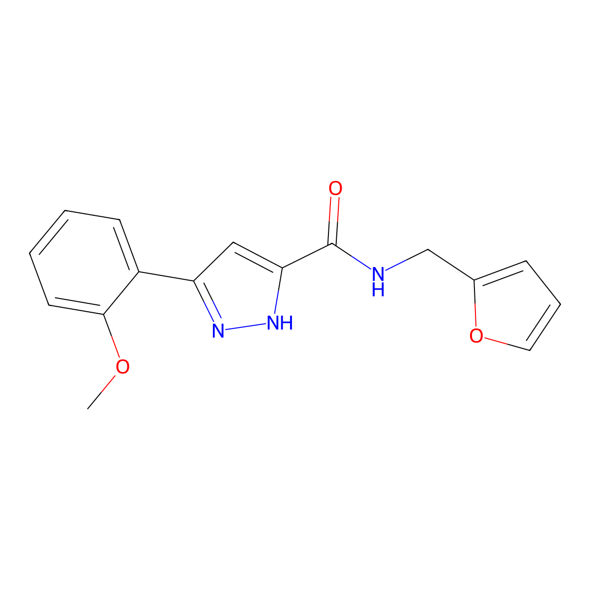 N-(2-furylmethyl)-3-(2-methoxyphenyl)-1H-pyrazole-5-carboxamide molecular structure, CAS 1094750-00-1