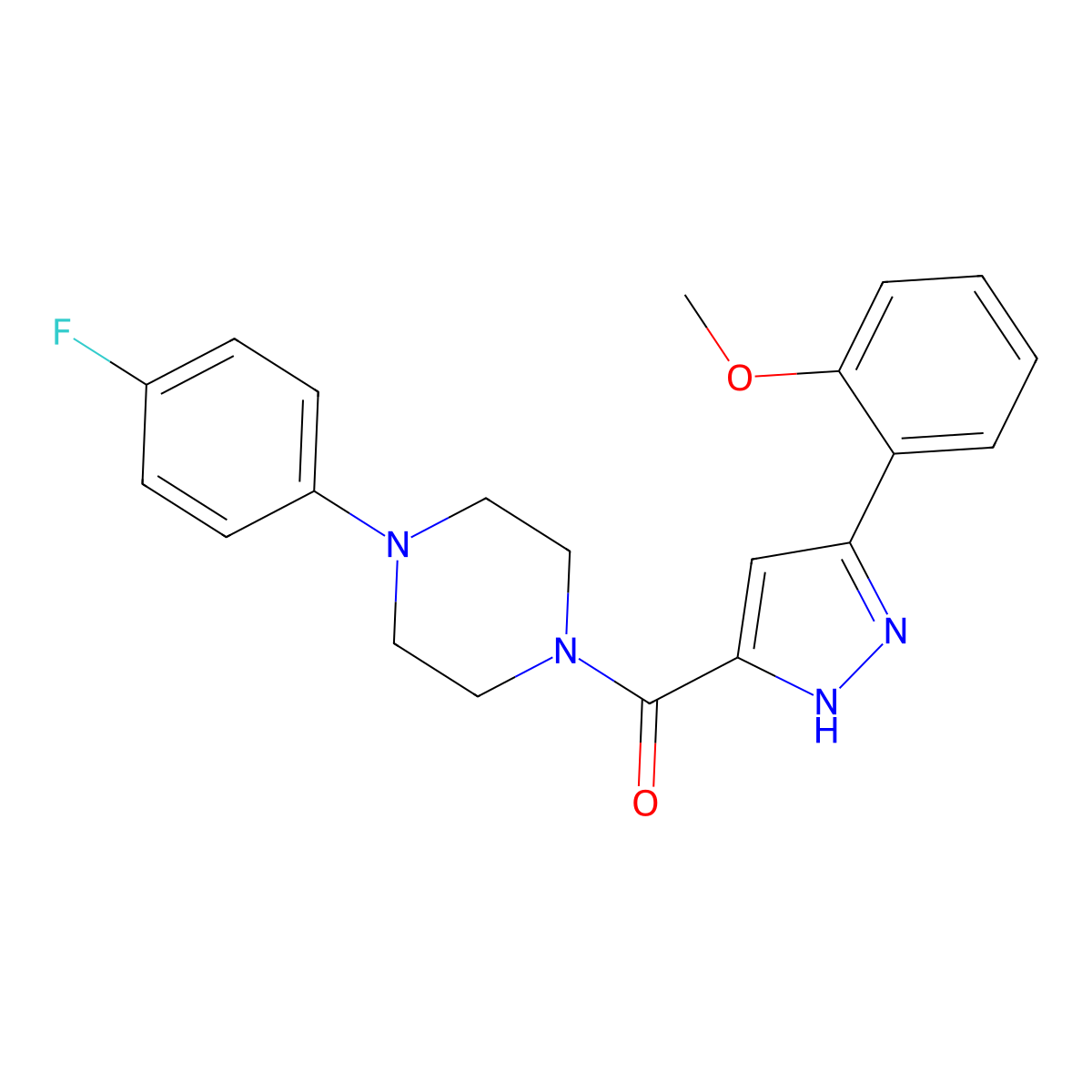 1-(4-fluorophenyl)-4-[5-(2-methoxyphenyl)-1H-pyrazole-3-carbonyl]piperazine molecular structure, CAS 1094750-88-5
