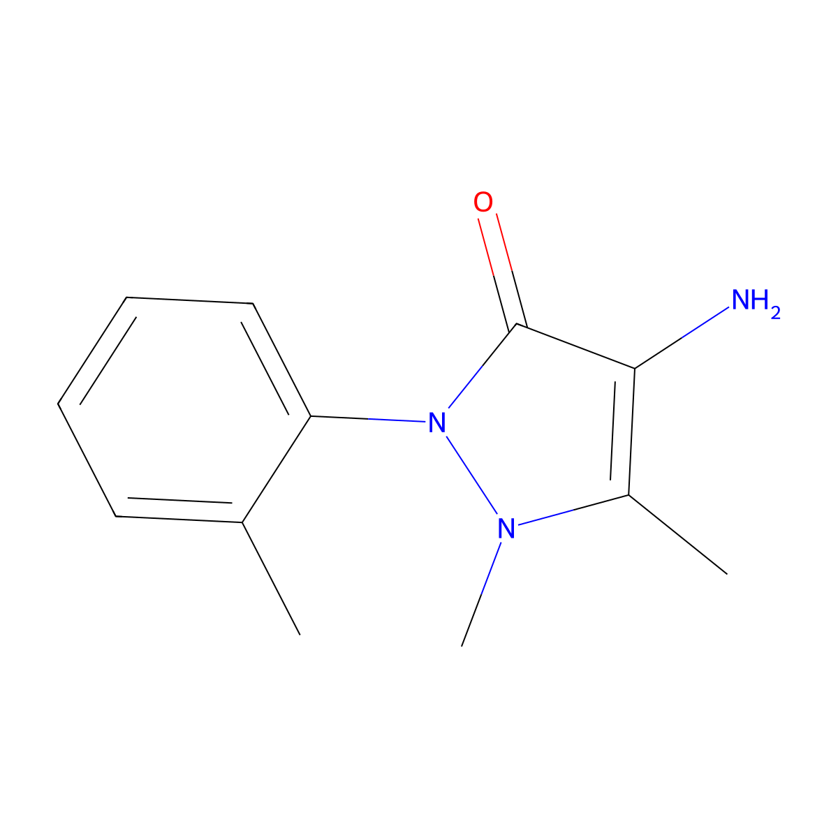 4-amino-1,5-dimethyl-2-(2-methylphenyl)-2,3-dihydro-1H-pyrazol-3-one molecular structure, CAS 1094754-99-0