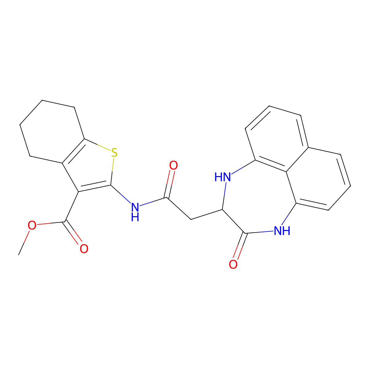 Methyl 2-{[(3-oxo-1,2,3,4-tetrahydronaphtho[1,8-ef][1,4]diazepin-2-yl)acetyl]amino}-4,5,6,7-tetrahydro-1-benzothiophene-3-carboxylate molecular structure, CAS 1094757-32-0