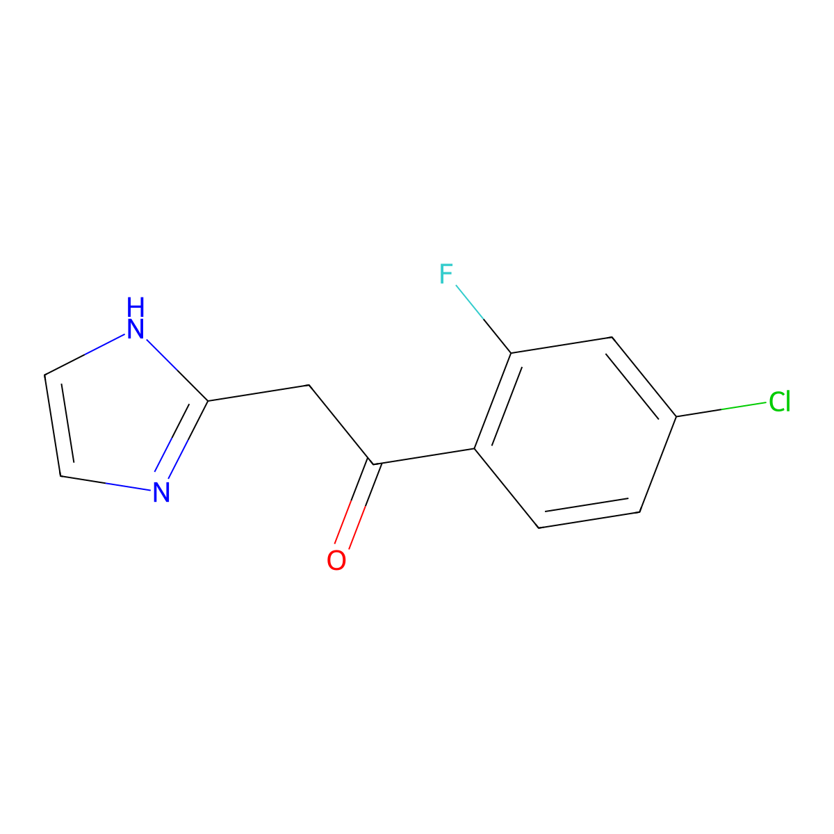 1-(4-chloro-2-fluorophenyl)-2-(1H-imidazol-2-yl)ethan-1-one molecular structure, CAS 1094763-06-0