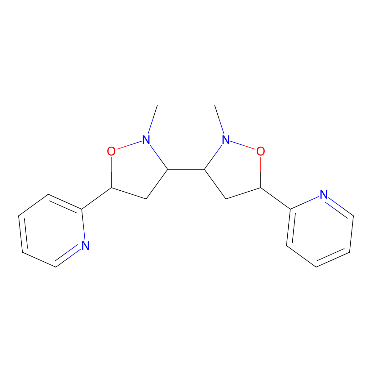 2,2'-Dimethyl-5,5'-bis(2-pyridinyl)-3,3'-biisoxazolidine molecular structure, CAS 1094765-31-7