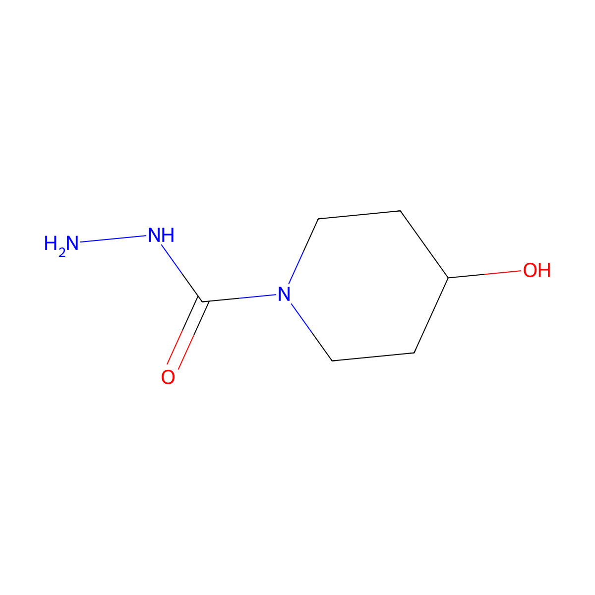 4-Hydroxypiperidine-1-carbohydrazide molecular structure, CAS 1094769-69-3