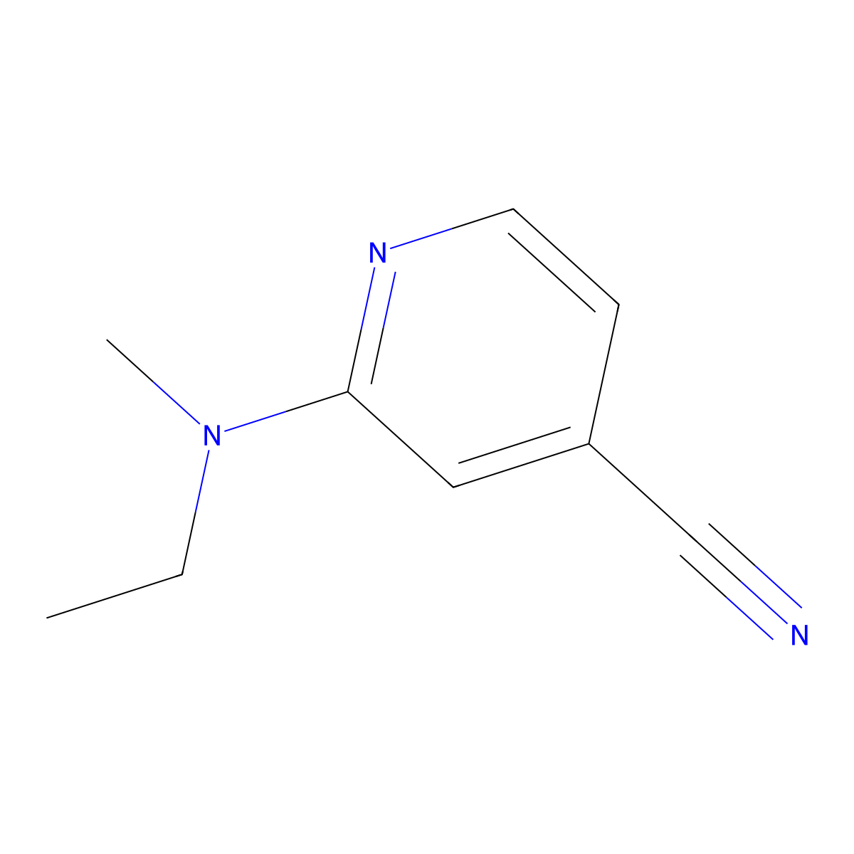 2-(Ethyl(methyl)amino)isonicotinonitrile molecular structure, CAS 1094778-15-0