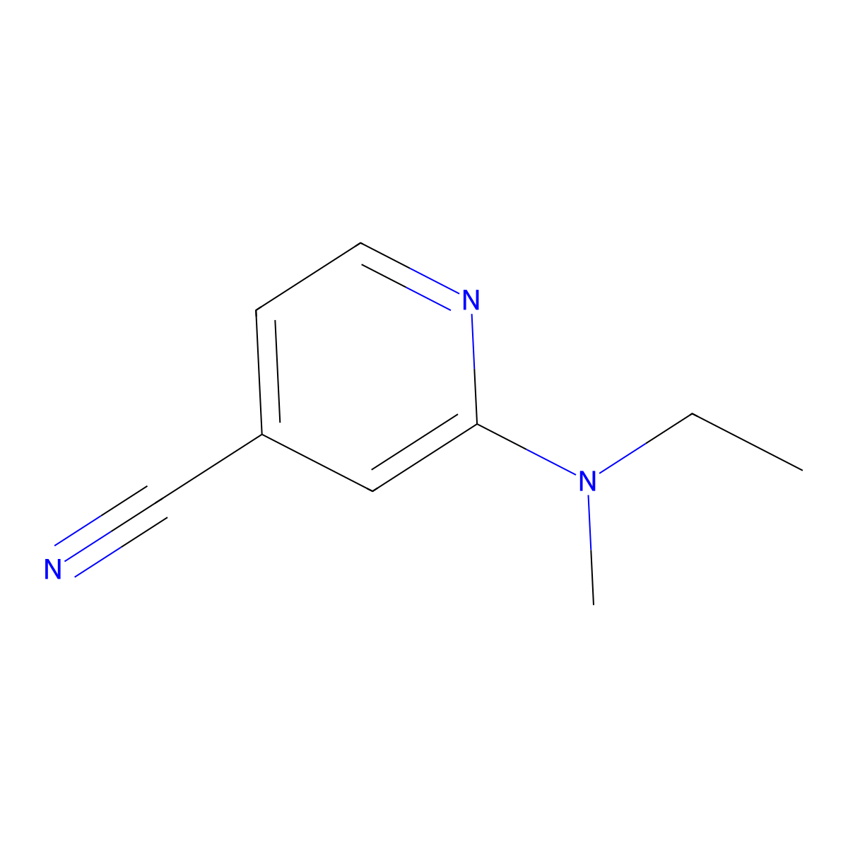 2-(Ethyl(methyl)amino)isonicotinonitrile molecular structure, CAS 1094778-15-0