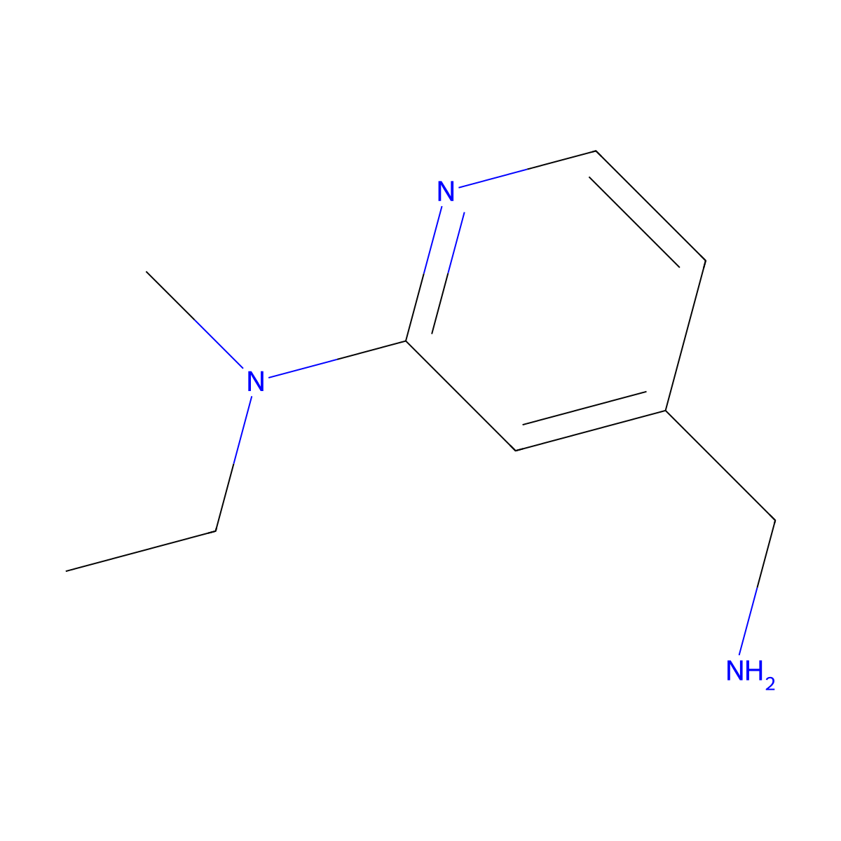 4-(aminomethyl)-N-ethyl-N-methylpyridin-2-amine molecular structure, CAS 1094800-78-8