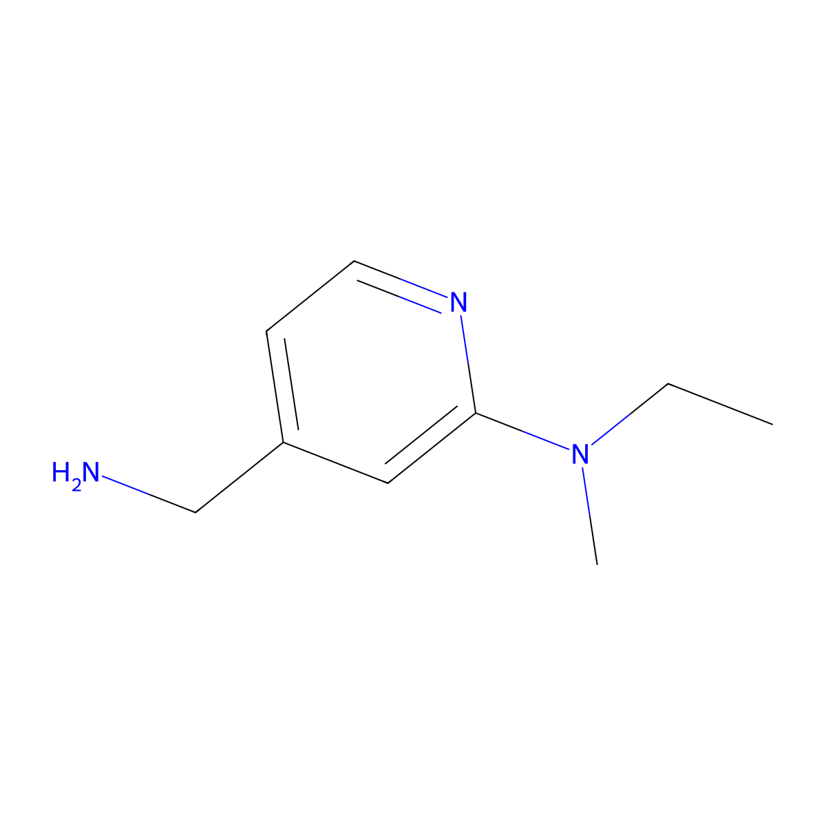 4-(aminomethyl)-N-ethyl-N-methylpyridin-2-amine molecular structure, CAS 1094800-78-8