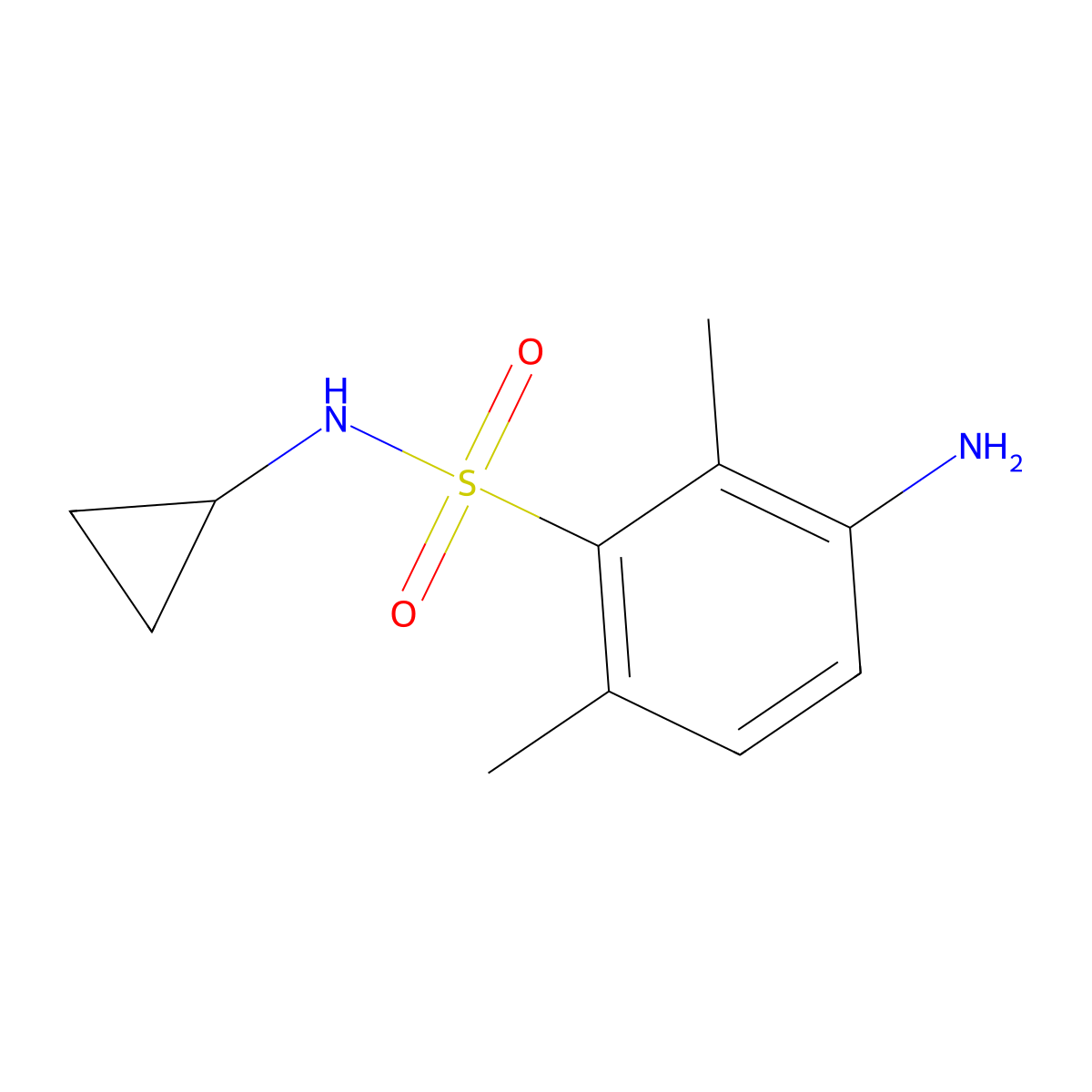 3-amino-N-cyclopropyl-2,6-dimethylbenzene-1-sulfonamide molecular structure, CAS 1094812-28-8