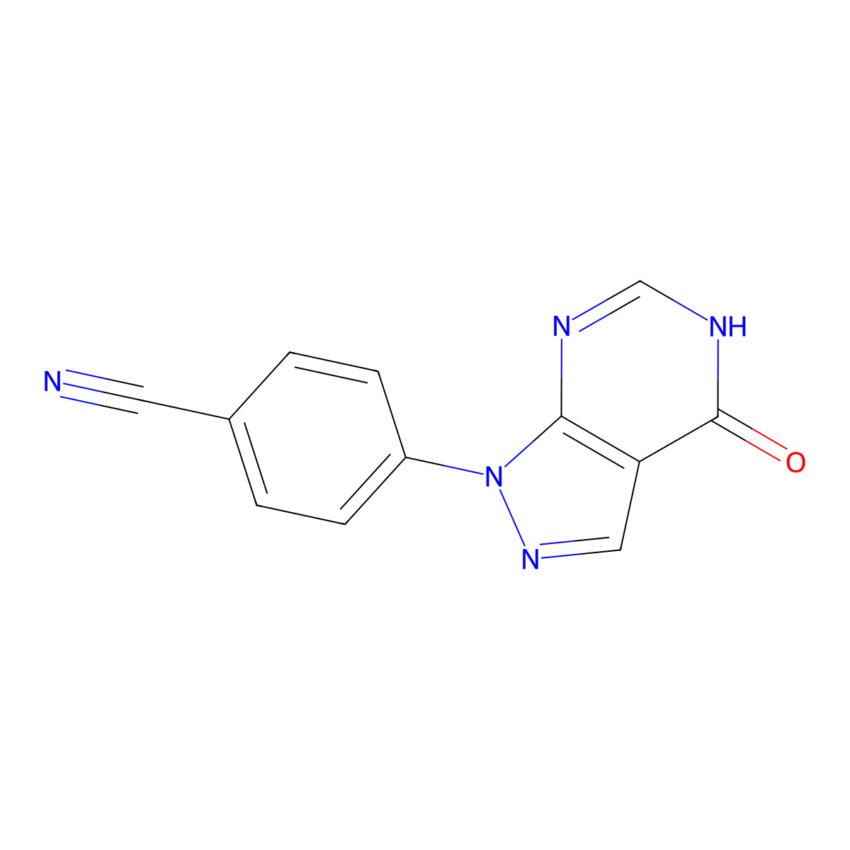 4-{4-oxo-1H,4H,5H-pyrazolo[3,4-d]pyrimidin-1-yl}benzonitrile molecular structure, CAS 1094828-05-3