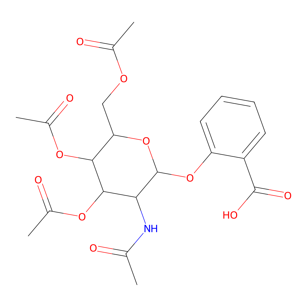 2-[3-acetamido-4,5-diacetyloxy-6-(acetyloxymethyl)oxan-2-yl]oxybenzoic Acid molecular structure, CAS 1094829-32-9