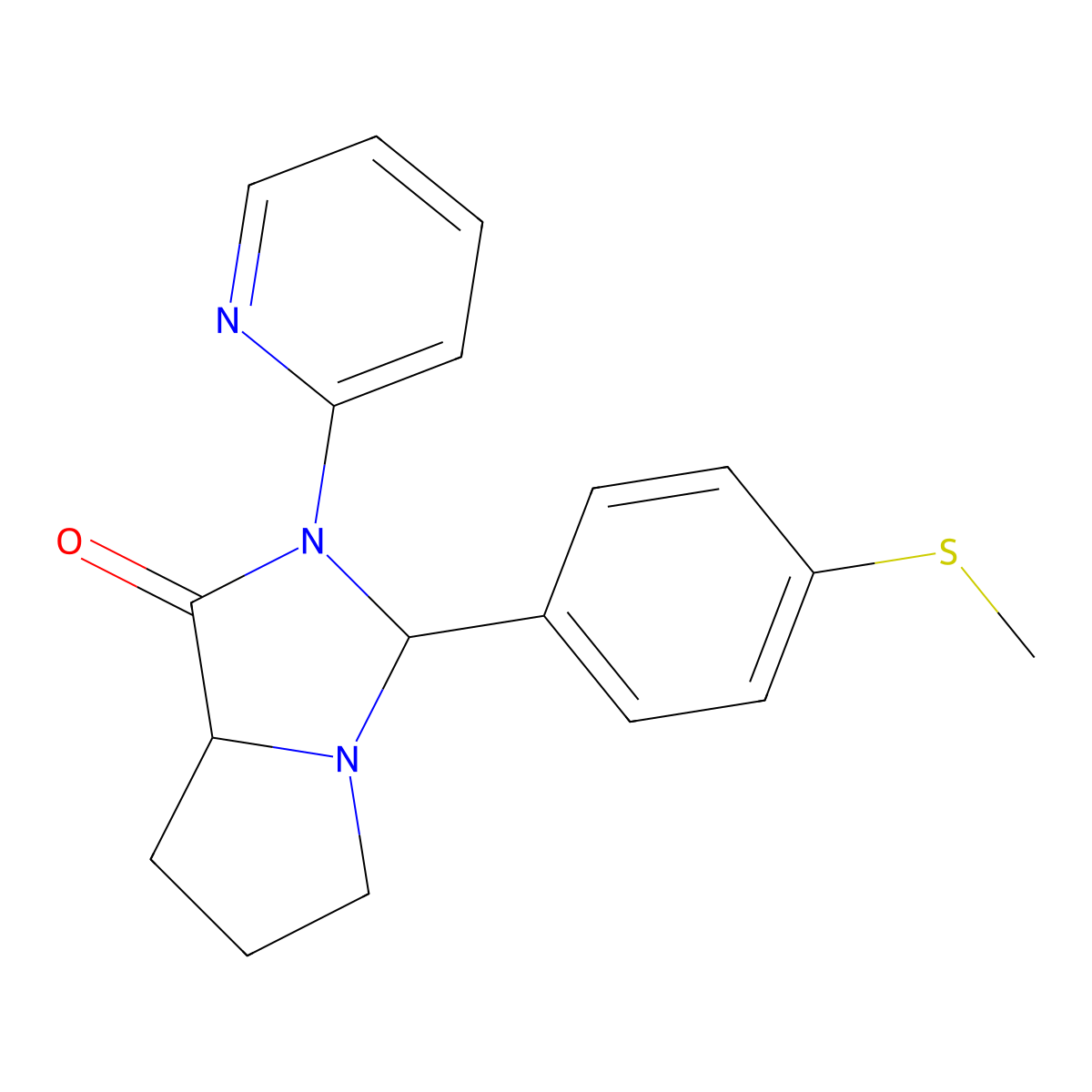 3-(4-(methylthio)phenyl)-2-(pyridin-2-yl)hexahydro-1H-pyrrolo[1,2-c]imidazol-1-one molecular structure, CAS 1094831-27-2