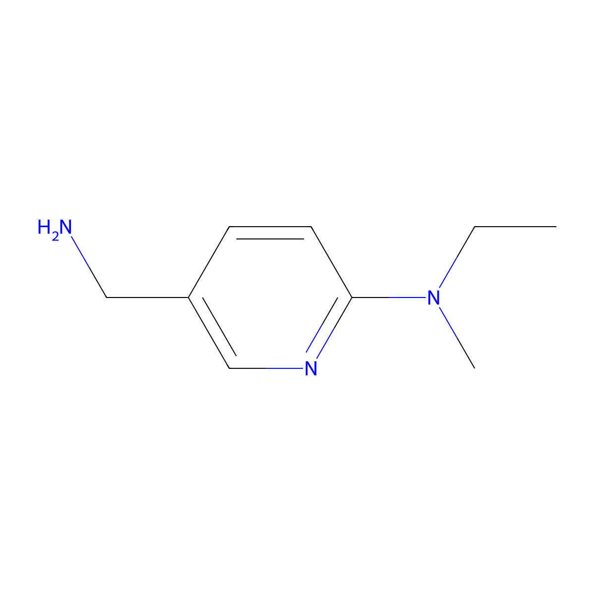 5-(aminomethyl)-N-ethyl-N-methylpyridin-2-amine molecular structure, CAS 1094831-46-5