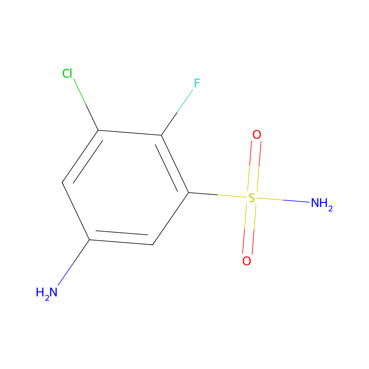 5-Amino-3-chloro-2-fluorobenzene-1-sulfonamide molecular structure, CAS 1094846-66-8