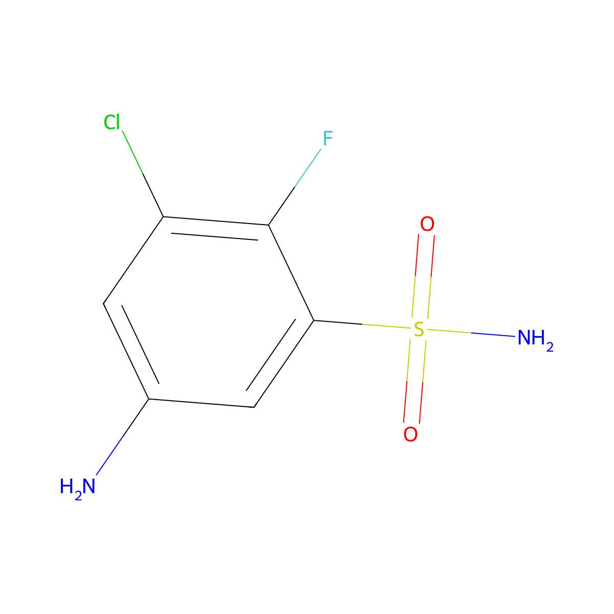 5-Amino-3-chloro-2-fluorobenzene-1-sulfonamide molecular structure, CAS 1094846-66-8