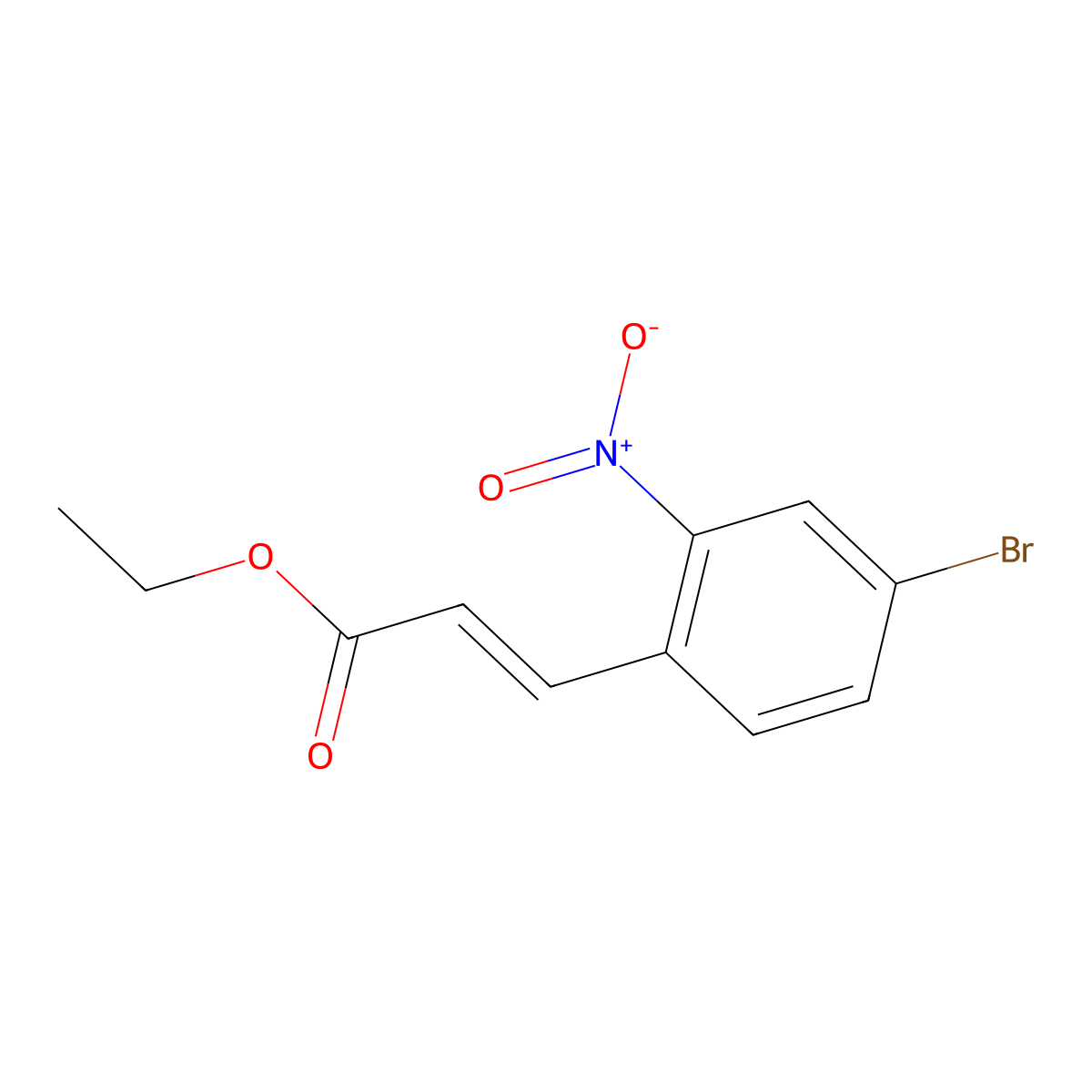 Ethyl (2E)-3-(4-bromo-2-nitrophenyl)prop-2-enoate molecular structure, CAS 1094851-38-3