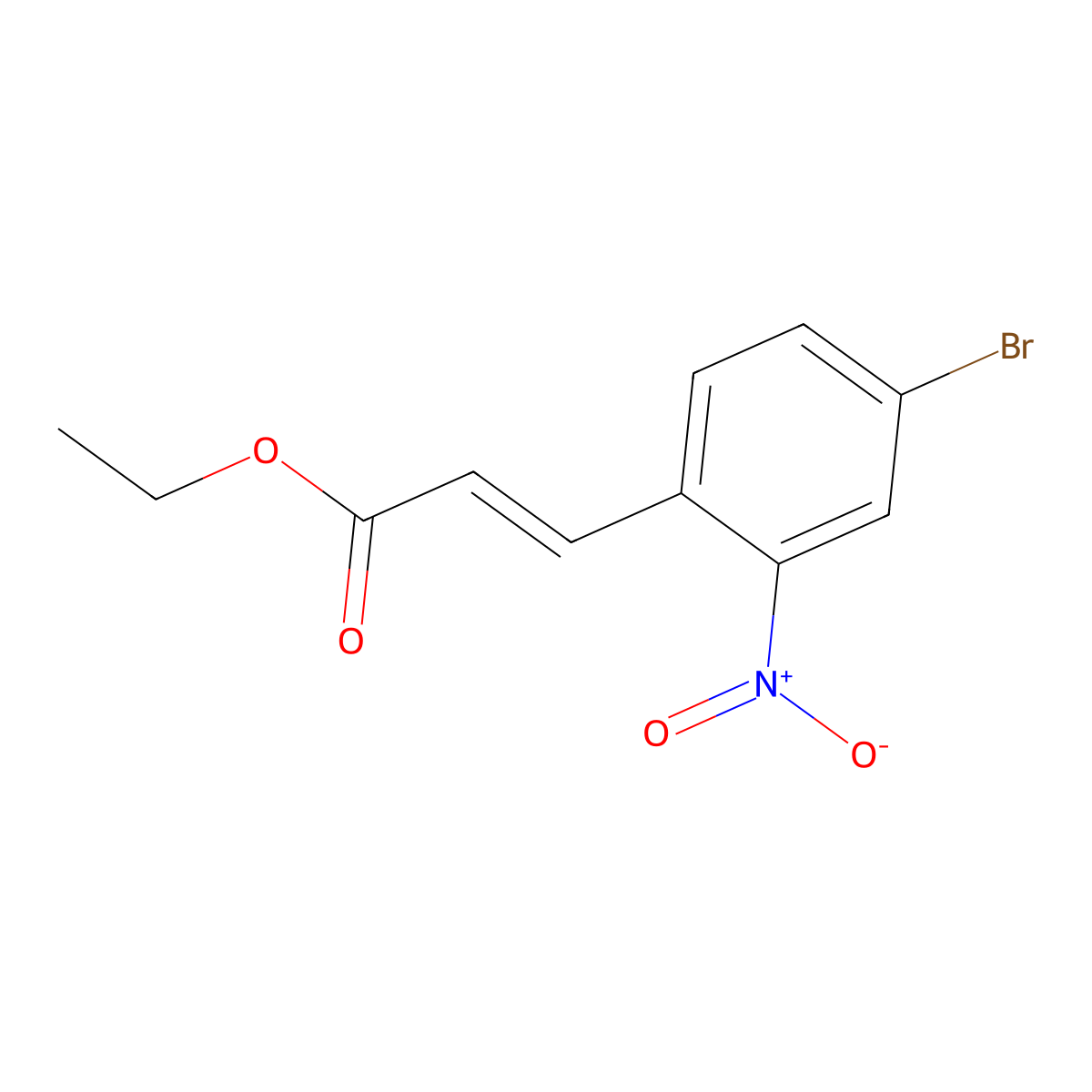 Ethyl (2E)-3-(4-bromo-2-nitrophenyl)prop-2-enoate molecular structure, CAS 1094851-38-3