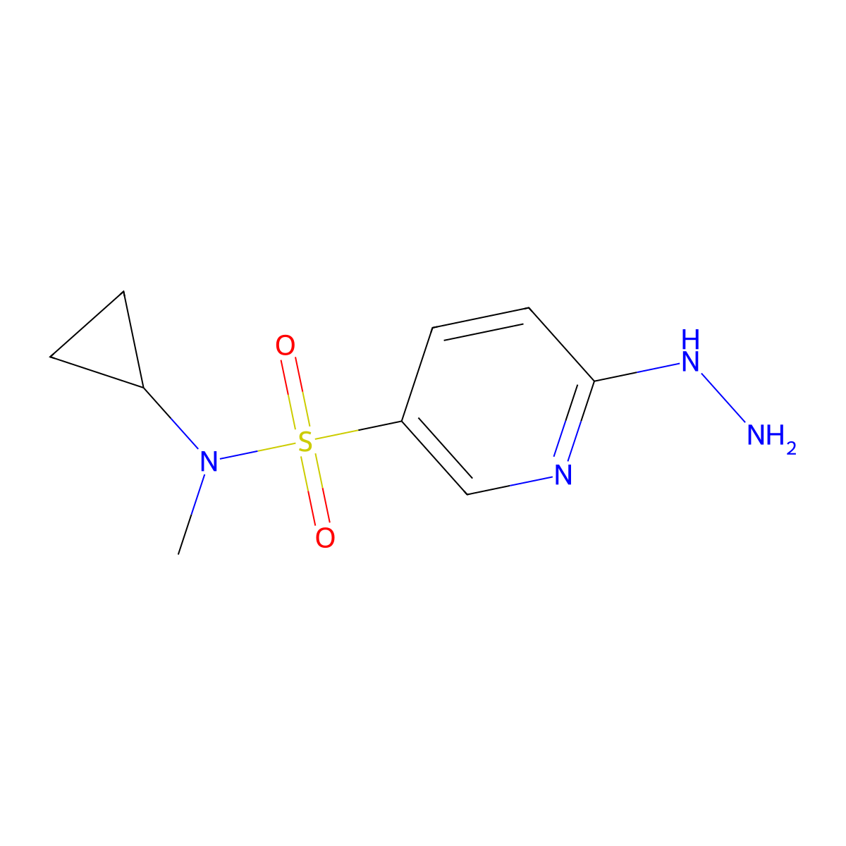 N-cyclopropyl-6-hydrazinyl-N-methylpyridine-3-sulfonamide molecular structure, CAS 1094857-26-7