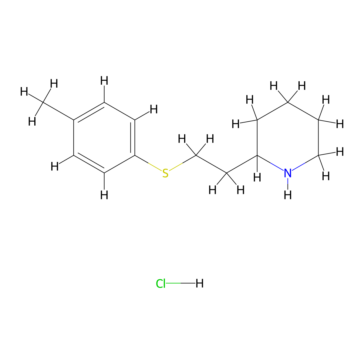 2-{2-[(4-Methylphenyl)sulfanyl]ethyl}piperidine hydrochloride molecular structure, CAS 1094873-20-7