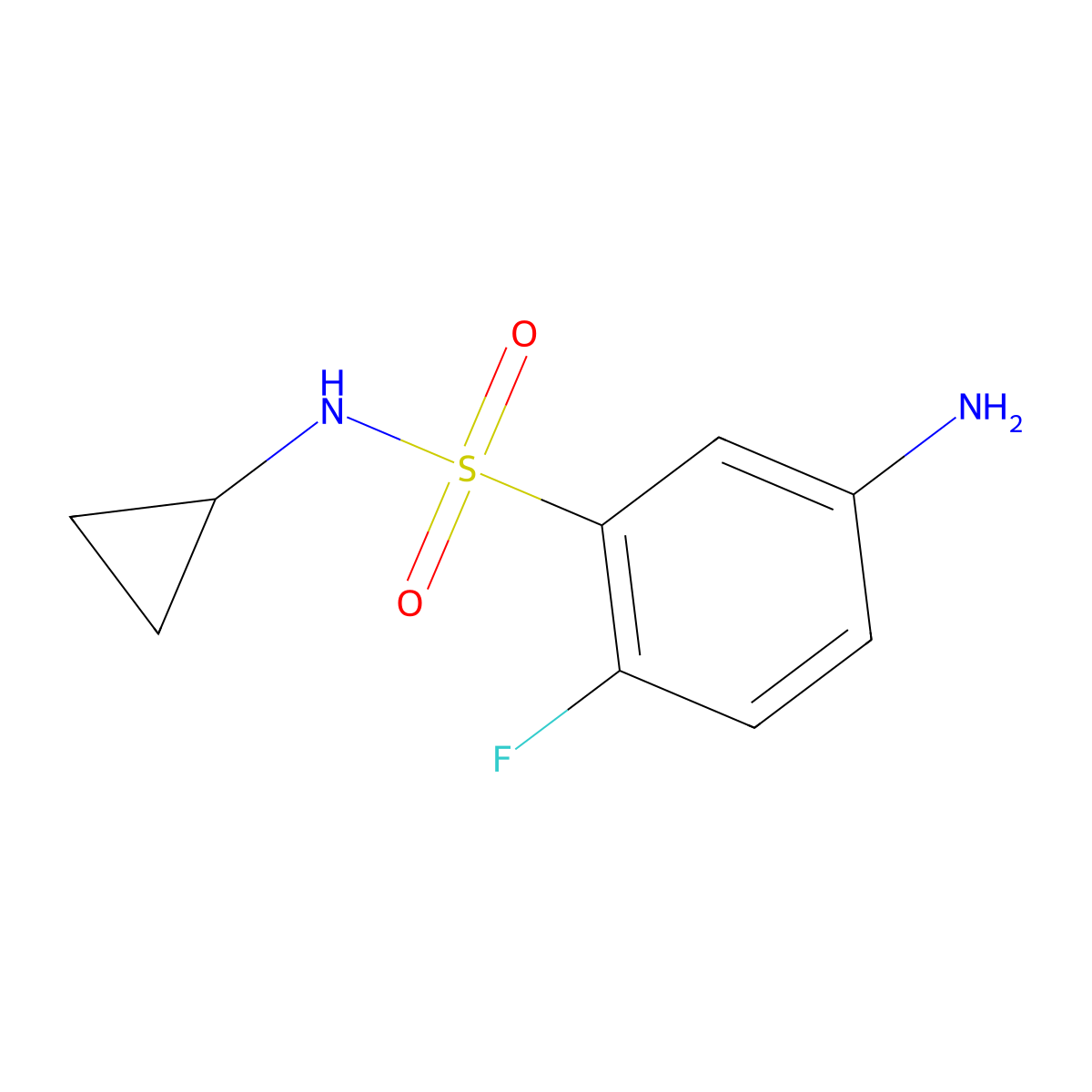 5-amino-N-cyclopropyl-2-fluorobenzene-1-sulfonamide molecular structure, CAS 1094887-97-4
