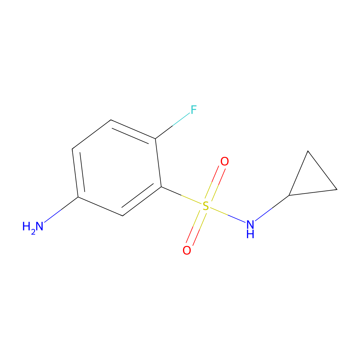 5-amino-N-cyclopropyl-2-fluorobenzene-1-sulfonamide molecular structure, CAS 1094887-97-4