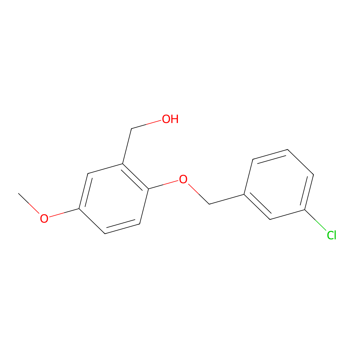 2-[(3-Chlorophenyl)methoxy]-5-methoxybenzenemethanol molecular structure, CAS 1094903-72-6