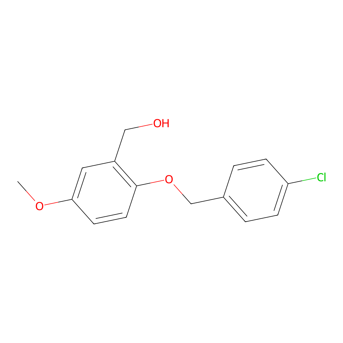 2-[(4-Chlorophenyl)methoxy]-5-methoxybenzenemethanol molecular structure, CAS 1094903-79-3