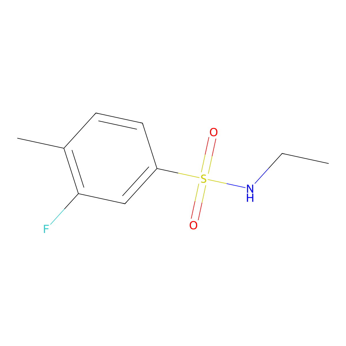 N-Ethyl-3-fluoro-4-methylbenzene-1-sulfonamide molecular structure, CAS 1094911-53-1