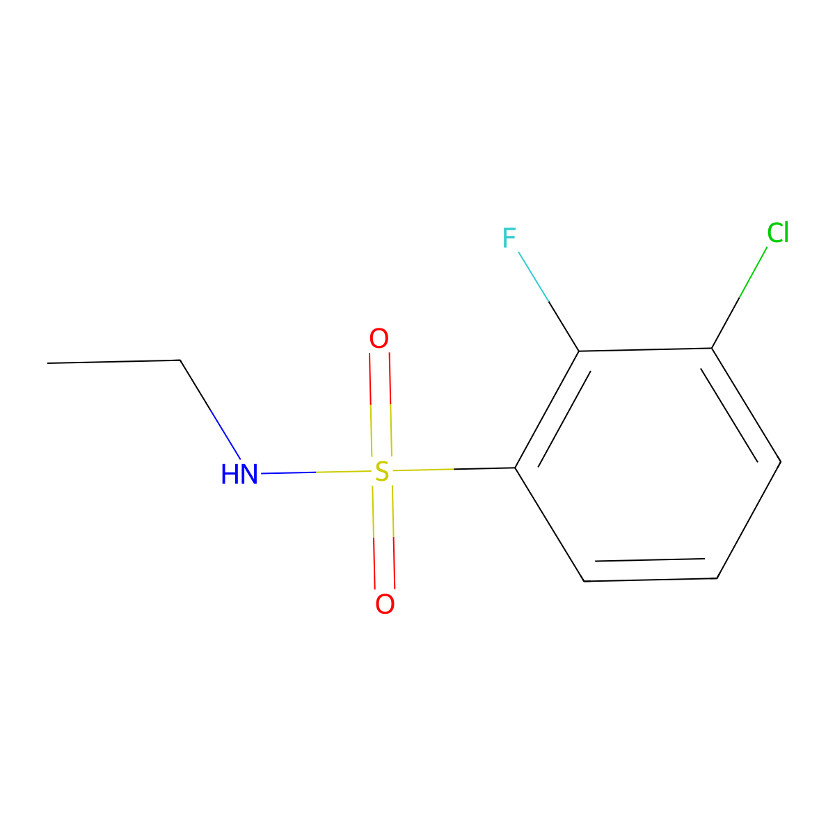 3-Chloro-N-ethyl-2-fluorobenzene-1-sulfonamide molecular structure, CAS 1094911-54-2