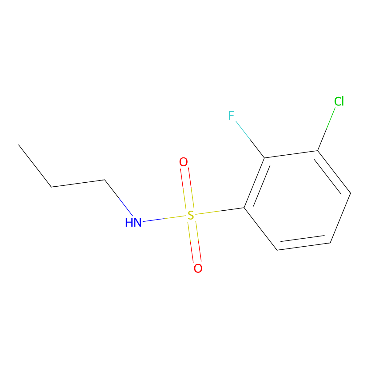 3-chloro-2-fluoro-N-propylbenzenesulfonamide molecular structure, CAS 1094911-58-6