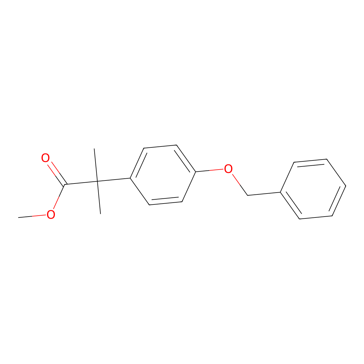 Methyl 2-(4-(benzyloxy)phenyl)-2-methylpropanoate molecular structure, CAS 109492-91-3