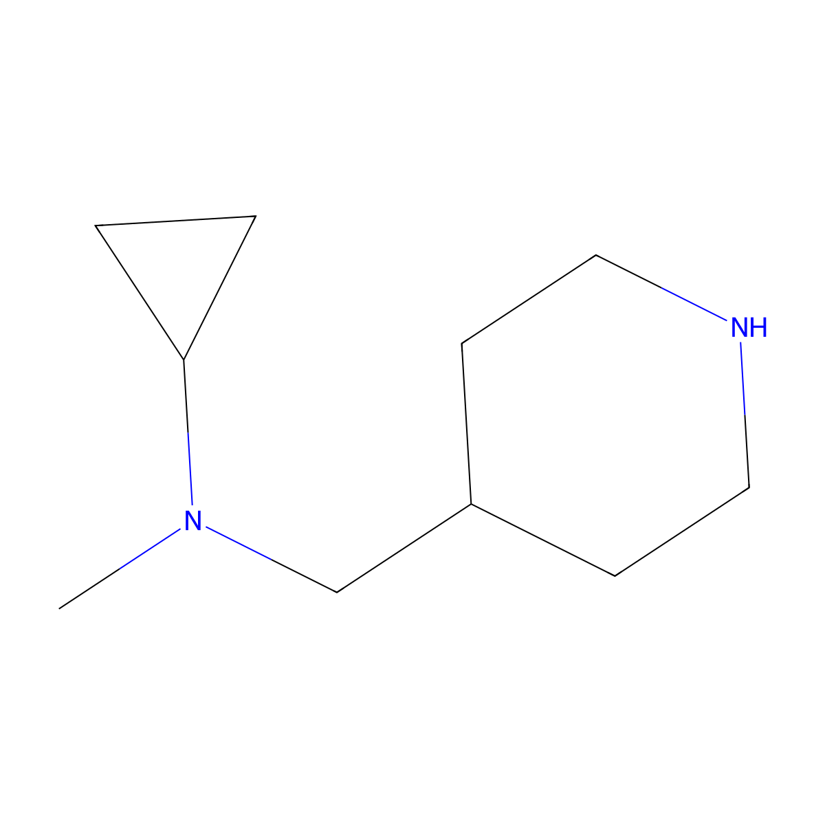 N-methyl-N-(piperidin-4-ylmethyl)cyclopropanamine molecular structure, CAS 1094936-80-7