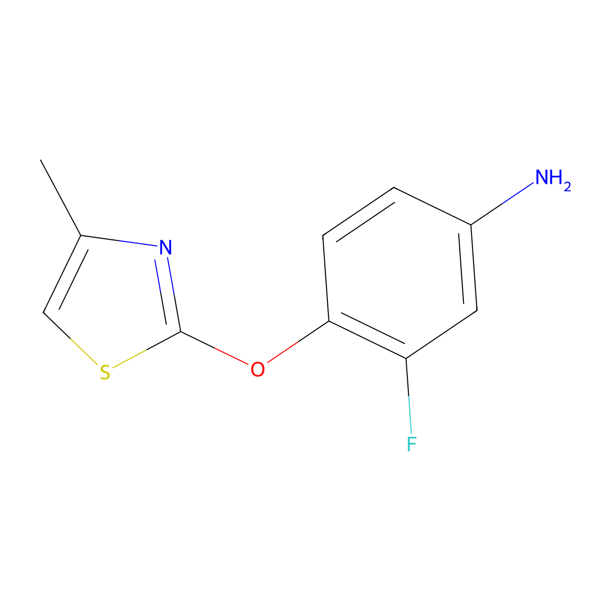 3-Fluoro-4-[(4-methyl-1,3-thiazol-2-yl)oxy]aniline molecular structure, CAS 1094937-79-7