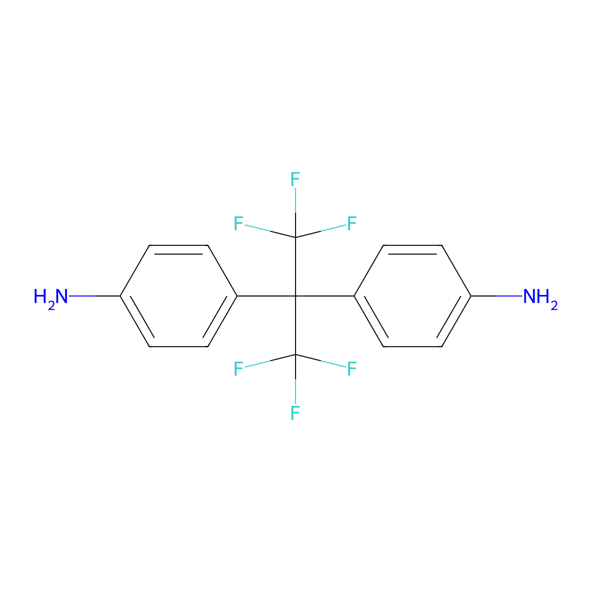 4,4'-(Hexafluoroisopropylidene)dianiline molecular structure, CAS 1095-78-9