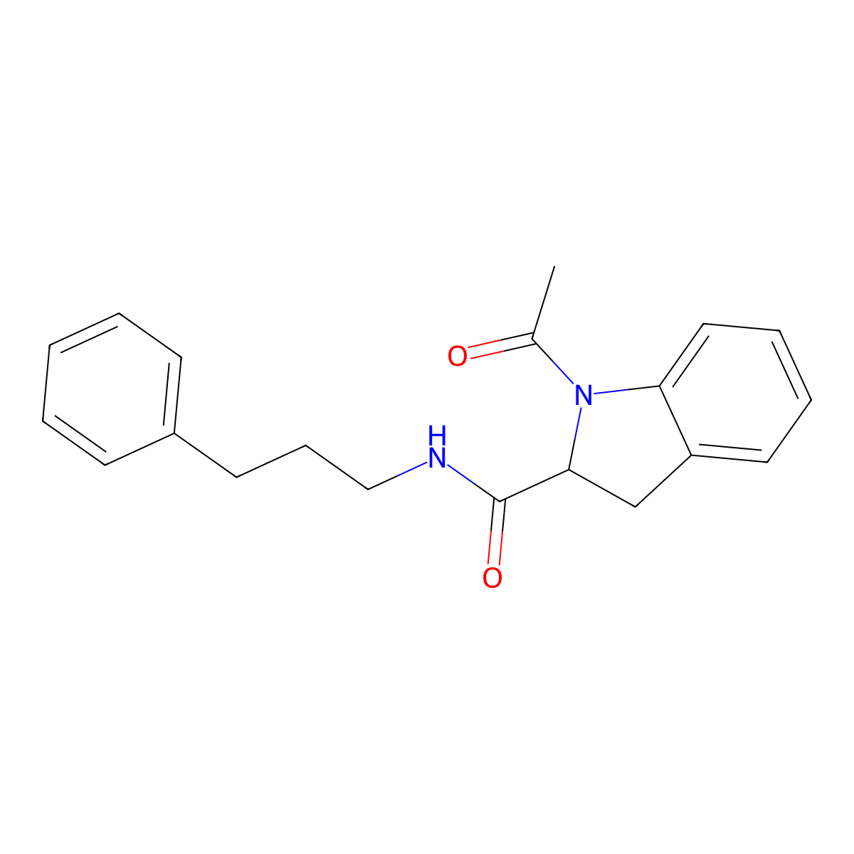 1-Acetyl-N-(3-phenylpropyl)-2,3-dihydro-1H-indole-2-carboxamide molecular structure, CAS 1095010-37-9