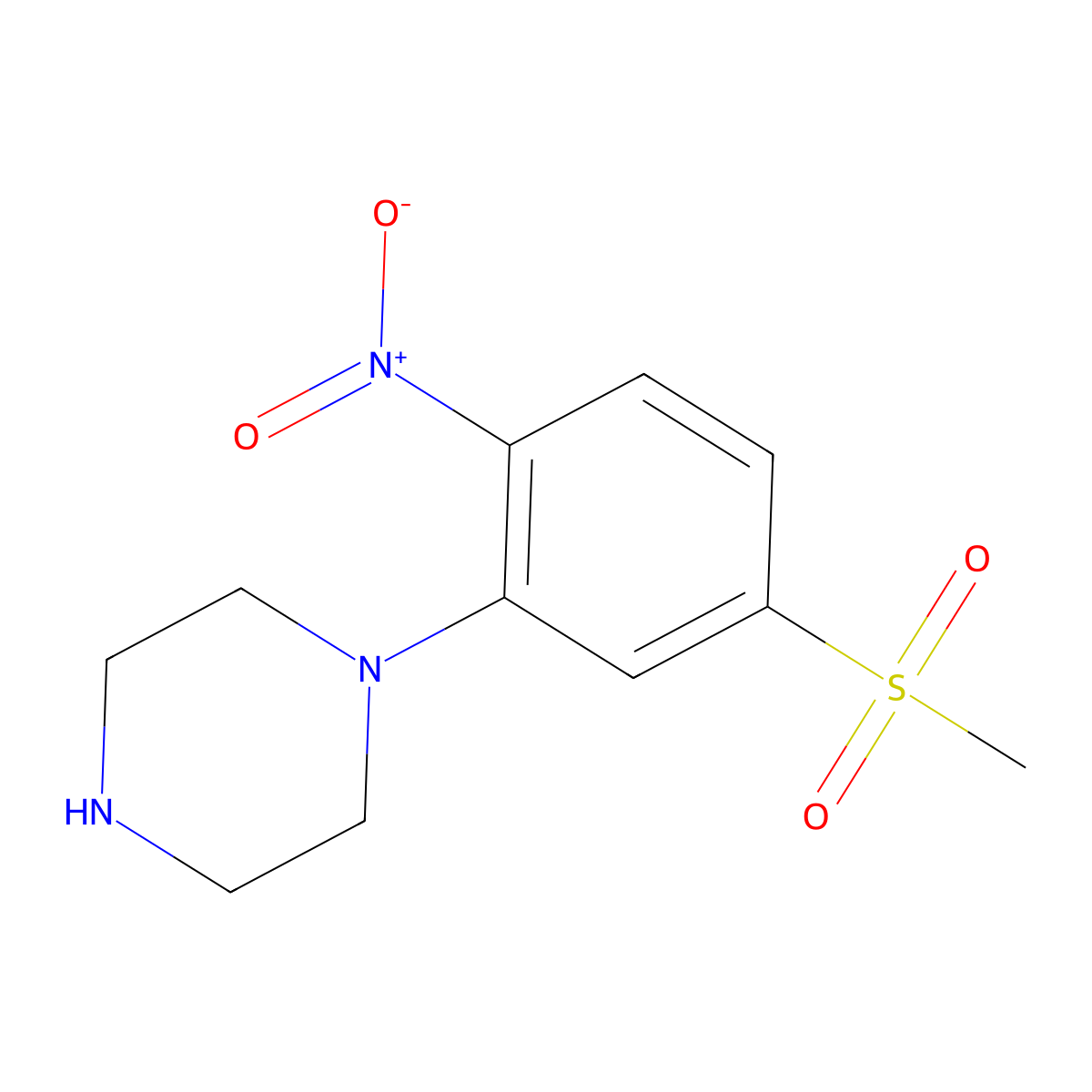 N-(5-Methylsulphonyl-2-nitrophenyl)piperazine molecular structure, CAS 1095010-42-6