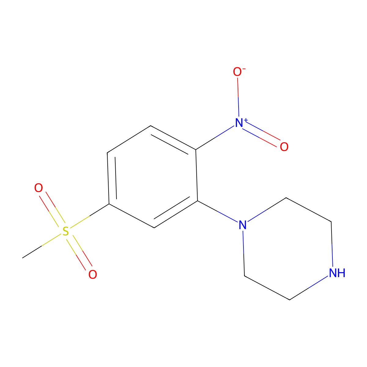 N-(5-Methylsulphonyl-2-nitrophenyl)piperazine molecular structure, CAS 1095010-42-6