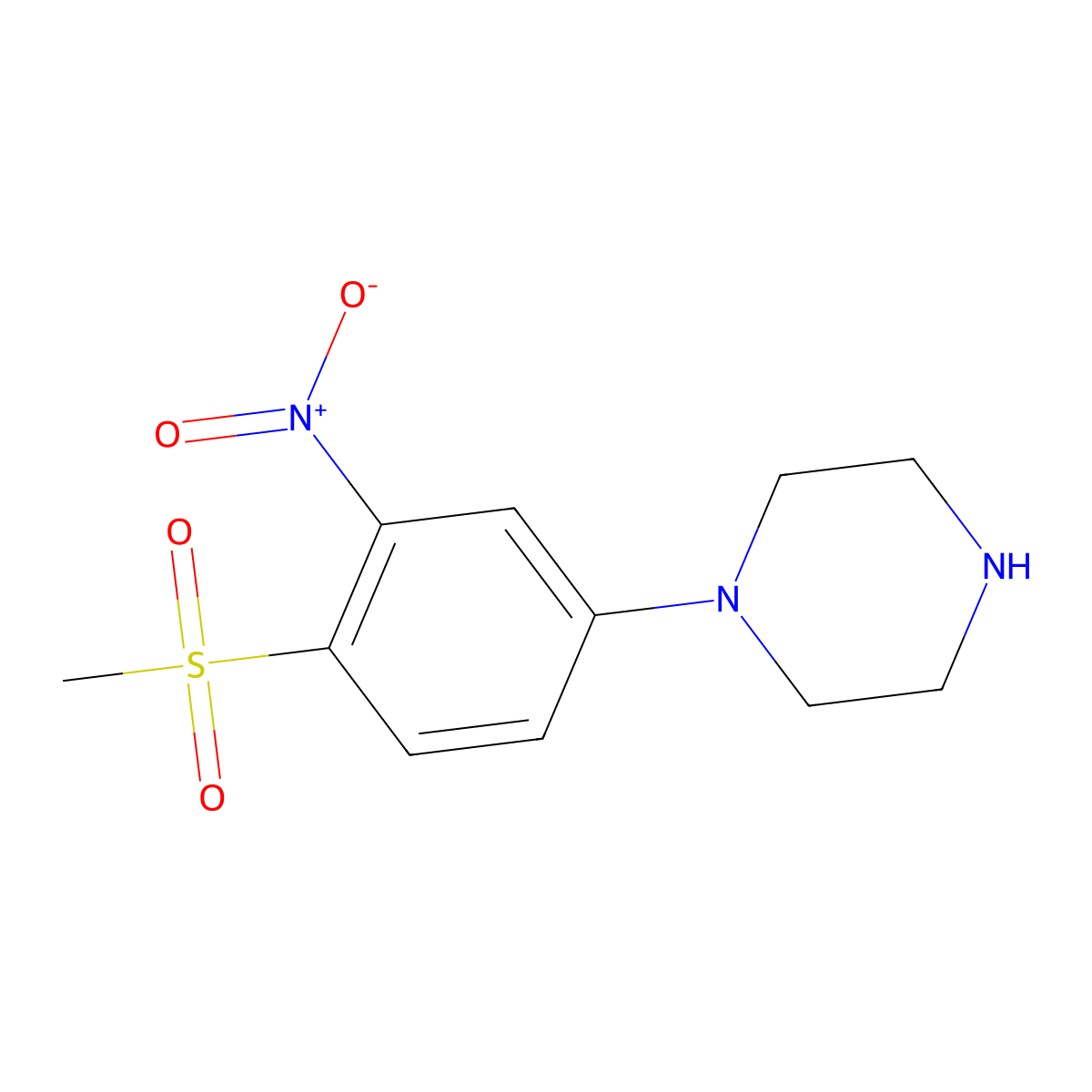 N-(4-Methylsulphonyl-3-nitrophenyl)piperazine molecular structure, CAS 1095010-43-7