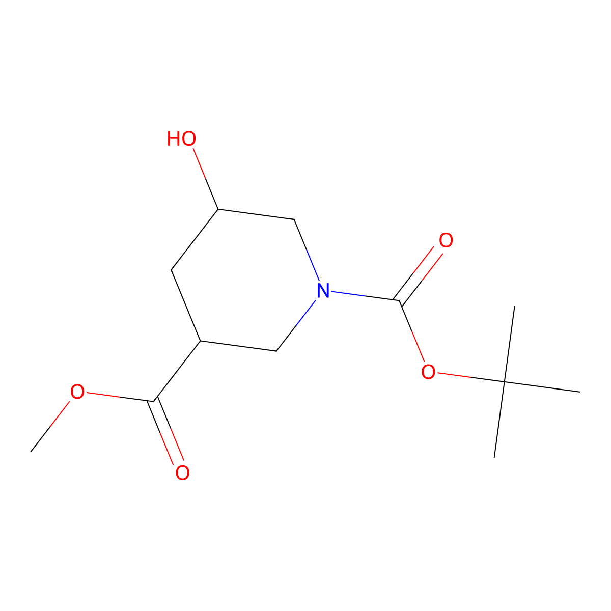 1-tert-Butyl 3-methyl 5-hydroxypiperidine-1,3-dicarboxylate molecular structure, CAS 1095010-47-1